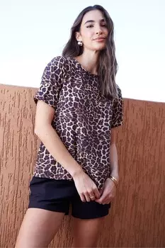 Блузка с подвернутыми манжетами Threadbare, коричневый