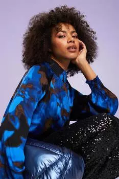 Блузка с правым боком и рукавами реглан Esprit, коричневый