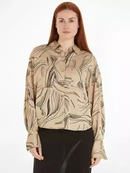 Блузка с принтом Calvin Klein, коричневый