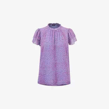 Блузка с принтом «гепард» и оборками на рукавах Whistles, фиолетовый