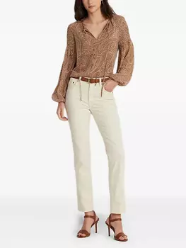 Блузка с принтом и рукавами-фонариками Lauren Ralph Lauren, коричневый