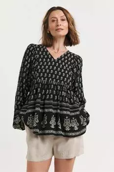 Блузка с принтом и рукавами «летучая мышь» Jd Williams, черный