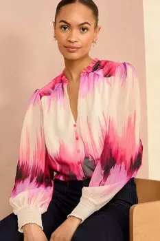 Блузка с принтом и вырезом в горловине Love & Roses, розовый