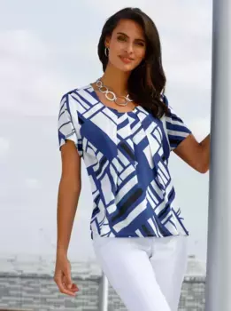 Блузка с принтом Inspirations Inspirationen, цвет Royalblau-Ecru-Bedruckt