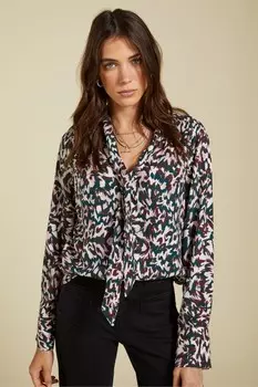 Блузка с принтом «Эффи» и завязкой на шее Baukjen, бежевый