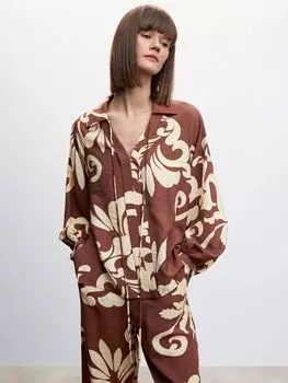 Блузка с принтом Mango Coco-A, коричневая