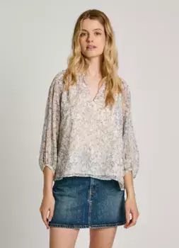 Блузка с принтом Pepe Jeans "МАРТИНА" с узором пейсли, белый