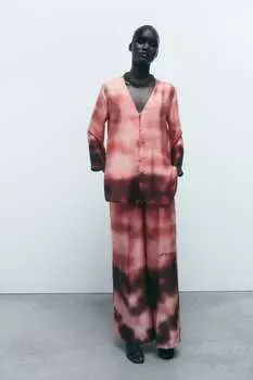 Блузка с принтом tie dye ZARA, разноцветный