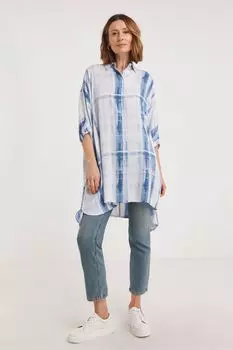 Блузка с принтом uma Jd Williams, синий