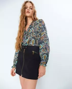 Блузка с принтованным воротником Sfera, зеленый