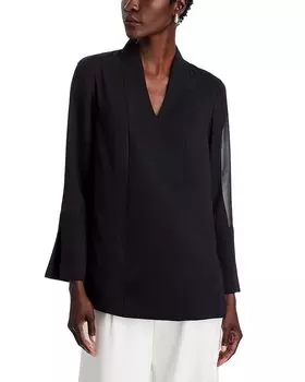 Блузка с прозрачными рукавами Misook, черный