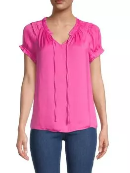 Блузка с пышными рукавами и завязками на воротнике Catherine Malandrino Moss