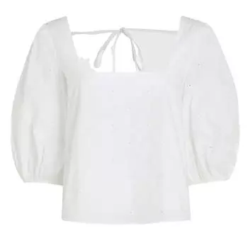 Блузка с пышными рукавами Tommy Hilfiger Monogram, белый