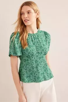 Блузка с расклешенными рукавами Boden, зеленый