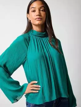 Блузка с расклешенными рукавами в складку Ro&Zo, зеленый