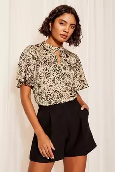 Блузка с разрезом на рукавах крылышках и принтом Friends Like These, розовый