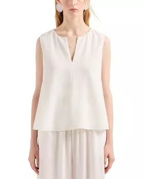 Блузка с разрезом на шее Emporio Armani, белый