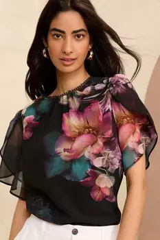 Блузка с развевающимися рукавами Love & Roses, черный