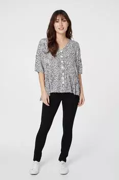 Блузка с рукавами 3/4 и принтом Ditsy Izabel London, серый