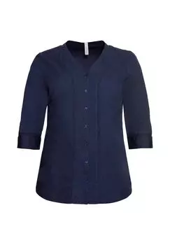 Блузка с рукавами 3/4, V-образным вырезом и кружевом sheego, цвет Marine