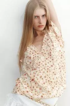Блузка с рукавами-бабочками H&M, мультиколор