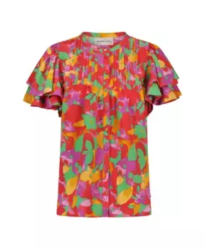 Блузка с рукавами бабочками и складками Fabienne Chapot, красный