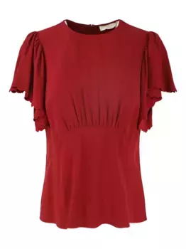 Блузка с рукавами-крылышками и фестончатым краем Ulla Johnson, красный