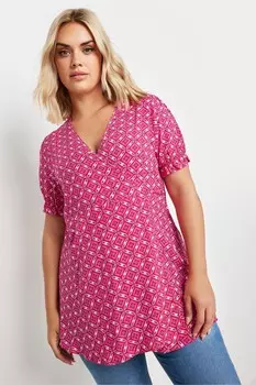 Блузка с рукавами оборками Yours Curve, красный