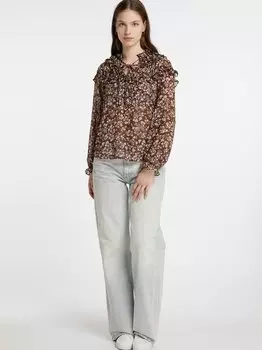 Блузка с рюшами Dreimaster, коричневый