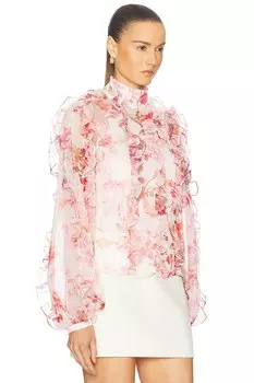 Блузка с рюшами и цветочным принтом Haze PatBO, цвет Vapor
