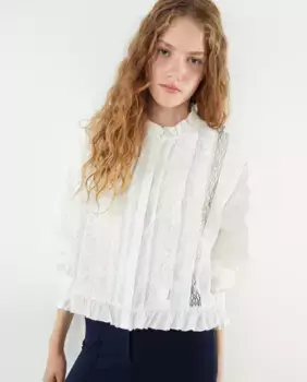 Блузка с рюшами и лентой Sfera, белый