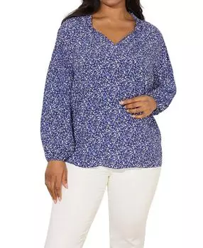 Блузка с рюшами и рукавом реглан Ditsy Live Unlimited, синий