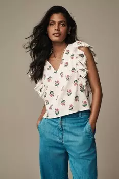 Блузка с рюшами и рюшами Laura Ashley, экрю