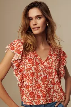 Блузка с рюшами и рюшами Laura Ashley, красный