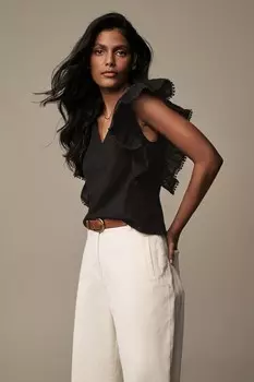 Блузка с рюшами и рюшами Laura Ashley, черный