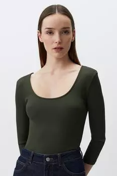 Блузка с рюшами и заостренным воротником Jimmy Key, зеленый