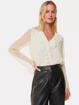 Блузка с рюшами на воротнике Whistles, слоновая кость