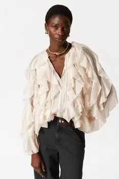 Блузка с рюшами & Other Stories, бежевый