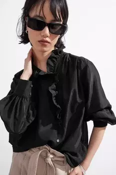 Блузка с рюшами & Other Stories, черный
