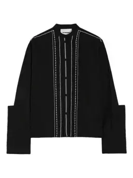 Блузка с широкими манжетами и отделкой JIL SANDER, черный