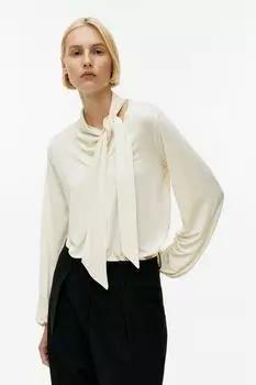 Блузка с тканевым воротником H&M, белый