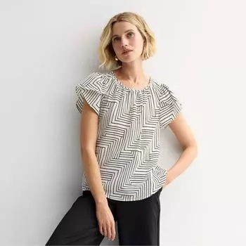 Блузка с тюльпановыми рукавами мини Nine West, цвет ivory thin lines