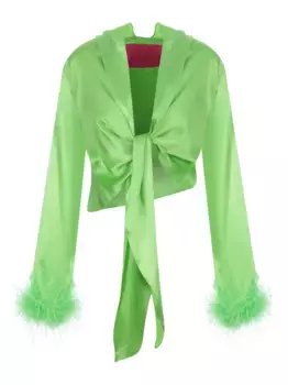 Блузка с узлом, отделкой из перьев VERGUENZA, зеленый