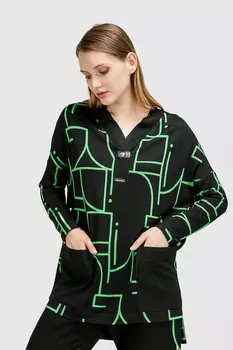 Блузка с узором и пришитыми карманами Helmidge, черный