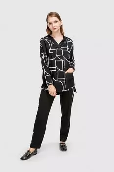 Блузка с узором и пришитыми карманами Helmidge, черный