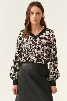 Блузка с узором Рами и рукавами-фонариками Tatuum, черный