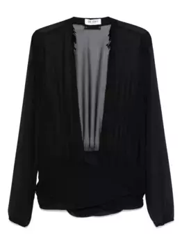 Блузка с V-образным вырезом и бахромой The Attico, черный