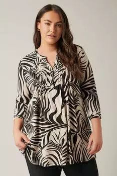 Блузка с V-образным вырезом и принтом Evans, черный