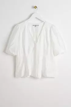 Блузка с V образным вырезом и рукавами фонариками Oliver Bonas, белый