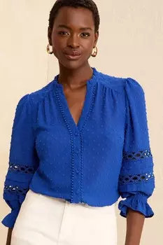 Блузка с v образным вырезом и рукавом 3/4 Love & Roses, синий